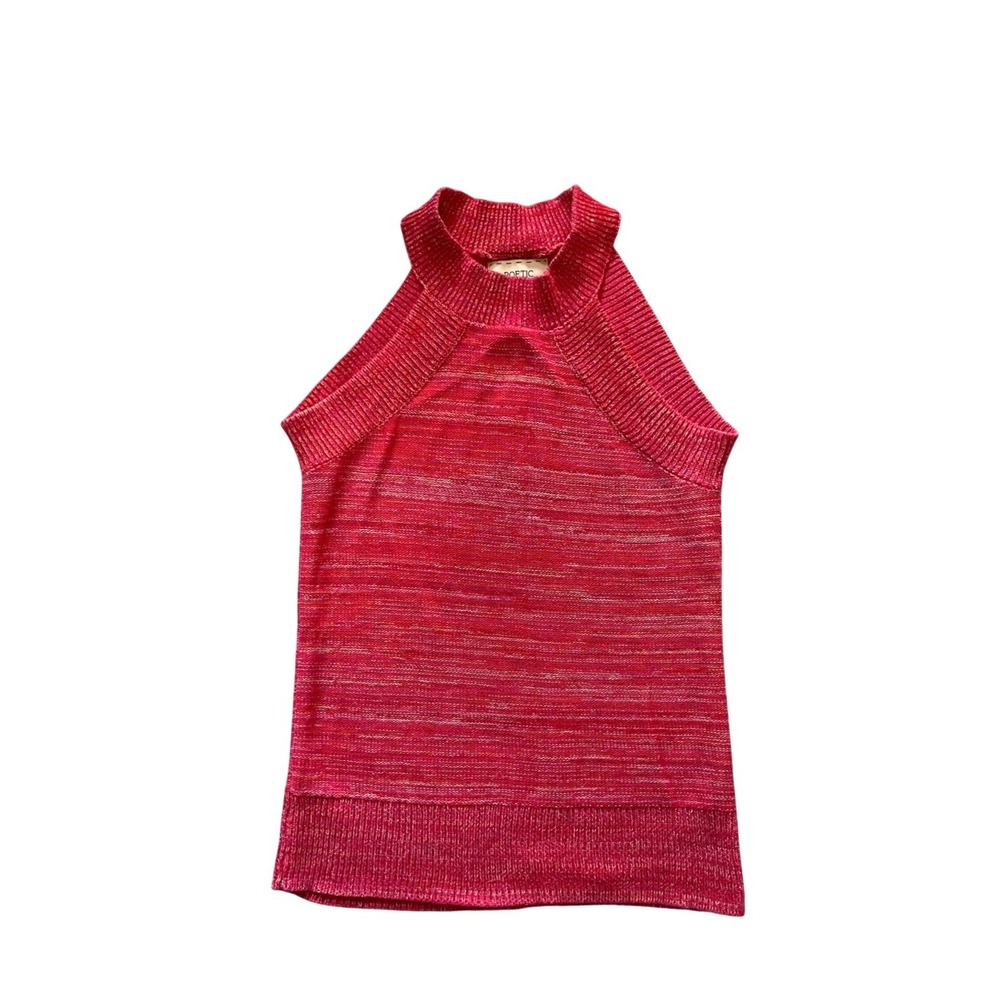 Pink Space Dye Halter Knit Tank Top XS Cotton Sleeveless Sweater by Poetic Woods
